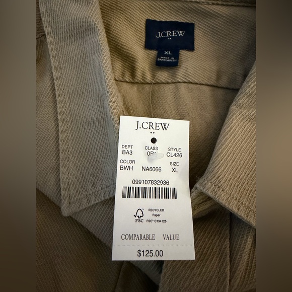 J. Crew Tan Cotton Twill - Collared Shirt - NWT - Size XL - Picture 2 of 5